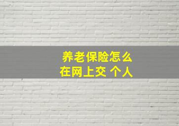 养老保险怎么在网上交 个人